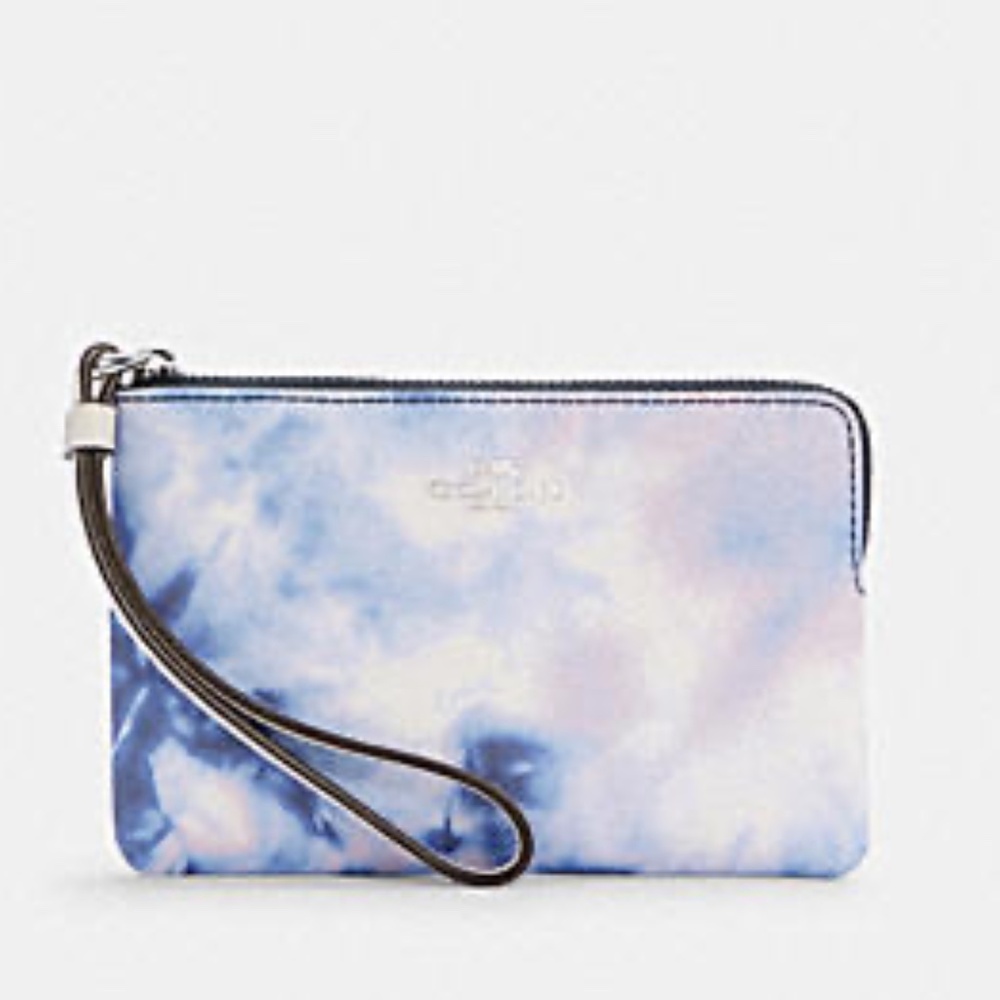 Coach Corner Zip Wristlet with Tie Dye Print
